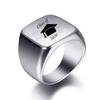 Free Engrave New Silver/Gold/Black/Blue Square Big Width Signet Rings Customized Fashion Finger Men Ring Titanium Steel Jewelry