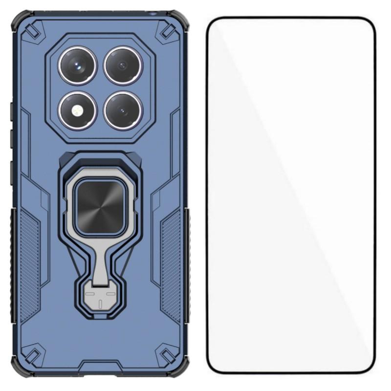 For Xiaomi Redmi Note 14 Pro 4G Phone Case WANLONFENG PC TPU Back Cover Kickstand with Tempered Glass