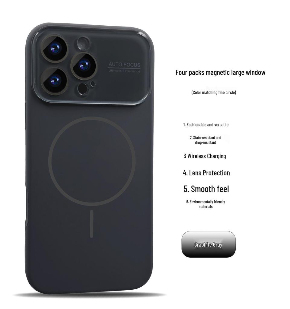 iPhone 17 Liquid Silicone Magnetic Charging Case with Large Window and Fine Ring