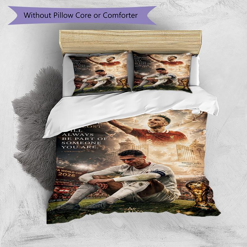 Ronaldo's Cristiano Ronaldo's Journey Bedding Set, Breathable Duvet Cover with Pillowcases, Soft Bed Linen for Bedroom Home Decoration, Perfect Festiv