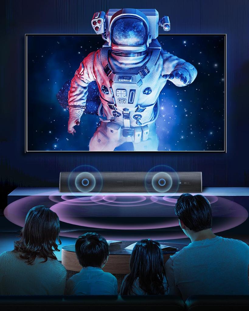 Bluetooth-enabled TV Soundbar with Speakers for Music, Games, and Movies, 3 EQ Modes, USB Playback, AUX, Optical, and HDMI (ARC) Supported