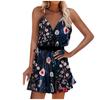 Women Casual Print V-Neck Sleeveless Sling Dress