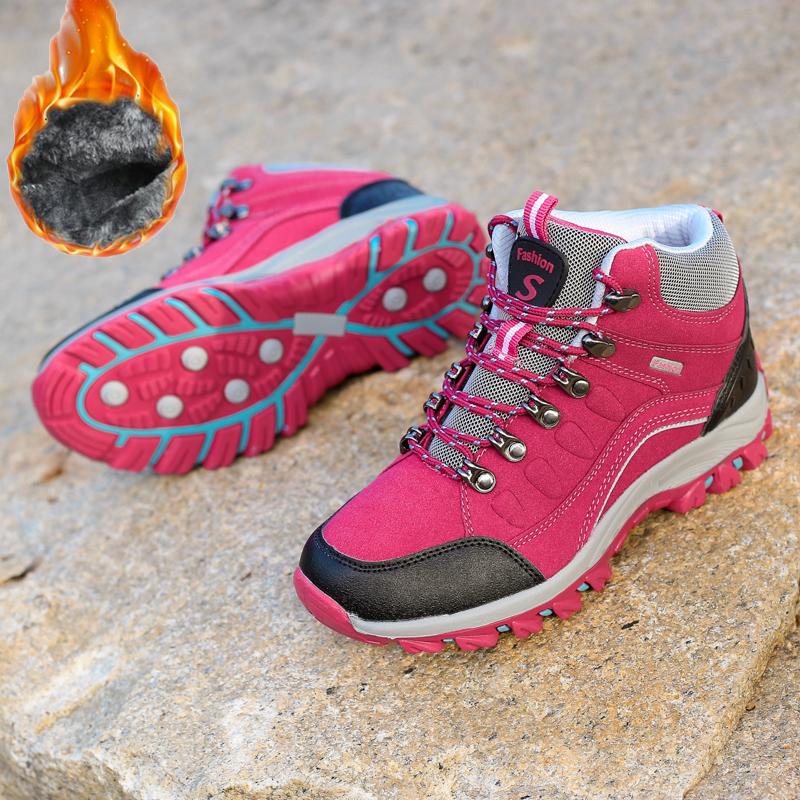 35-46 Paar Mode Plus Samt Warme High Top Baumwollschuhe Schneestiefel Plus Baumwolle Outdoor Wanderschuhe Wanderschuhe