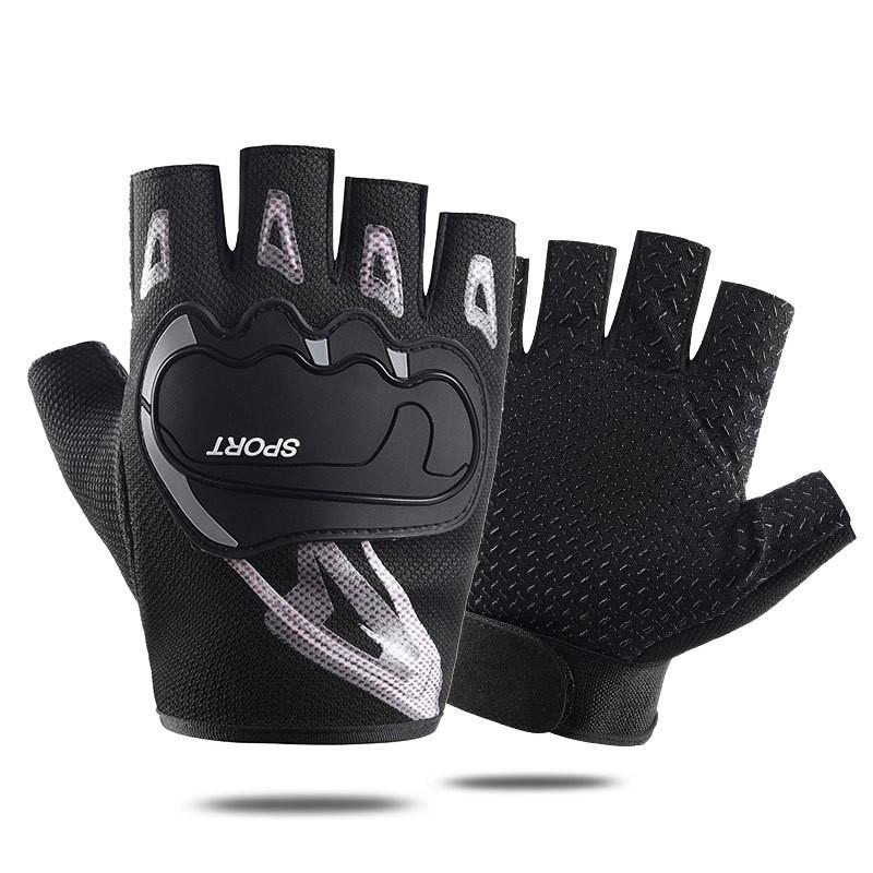 Outdoor Sports Cycling Gloves Men Half Finger Anti Slip Windproof For Spring Fitness Enthusiasts Gray Half