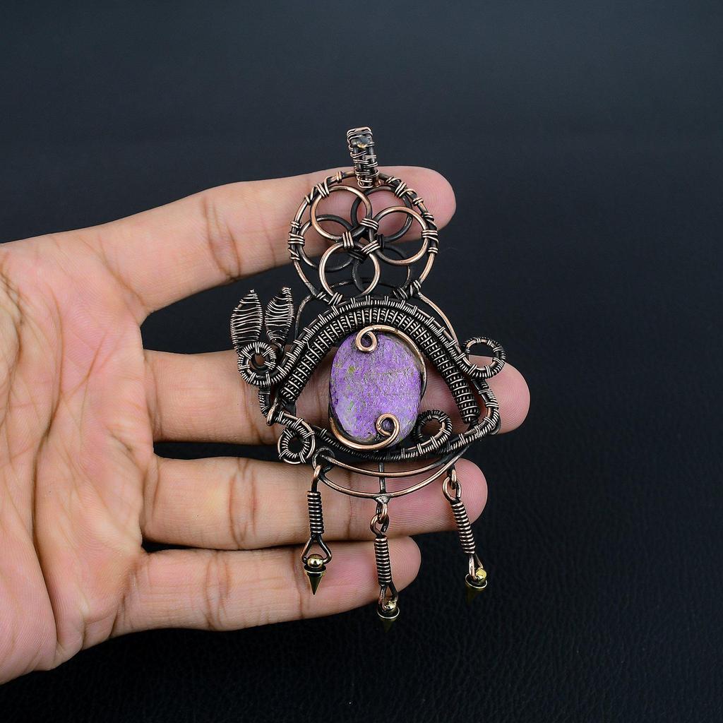 Purpurite Jewelry, 999 Copper Wire Wrapped Pendant Handmade Gemstone Jewelry, Gifts For Wife Brand New Pendant