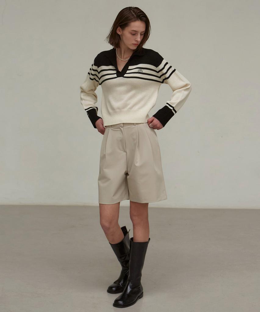 Nigaennikol Classic Open Collar Knit_Black