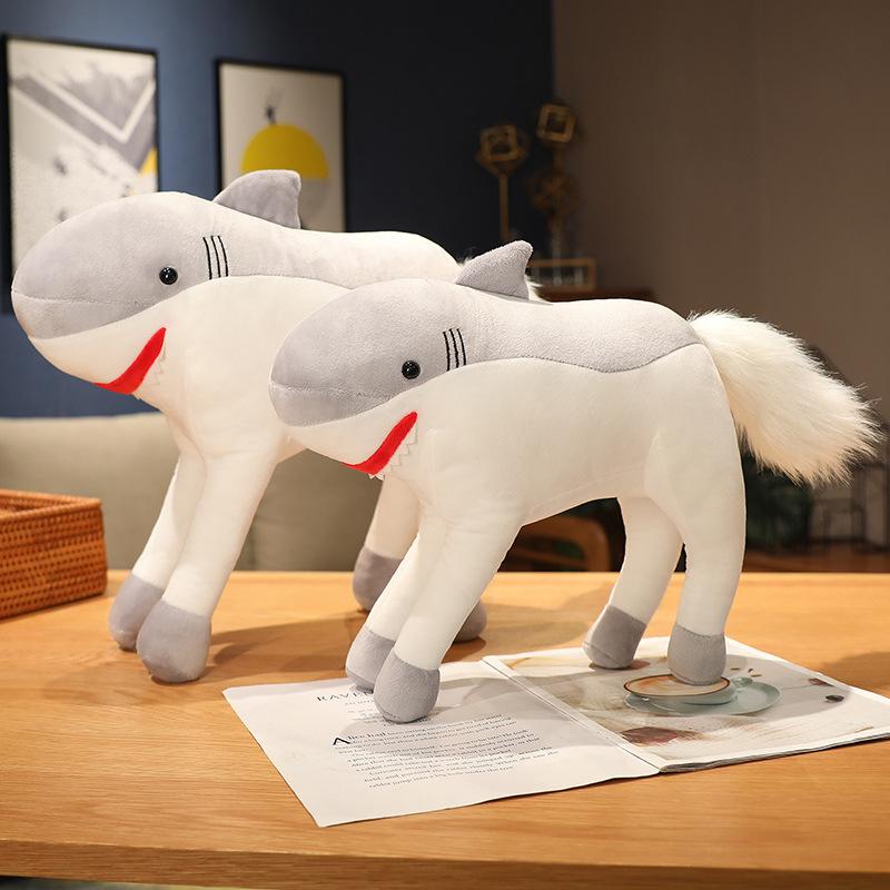 Non-Toxic 50Cm Kawaii Transformed Shark Horse Plush Toy Cute Horse Doll Animal Pillow Soft Cartoon Cushion Children'S Christmas Gift