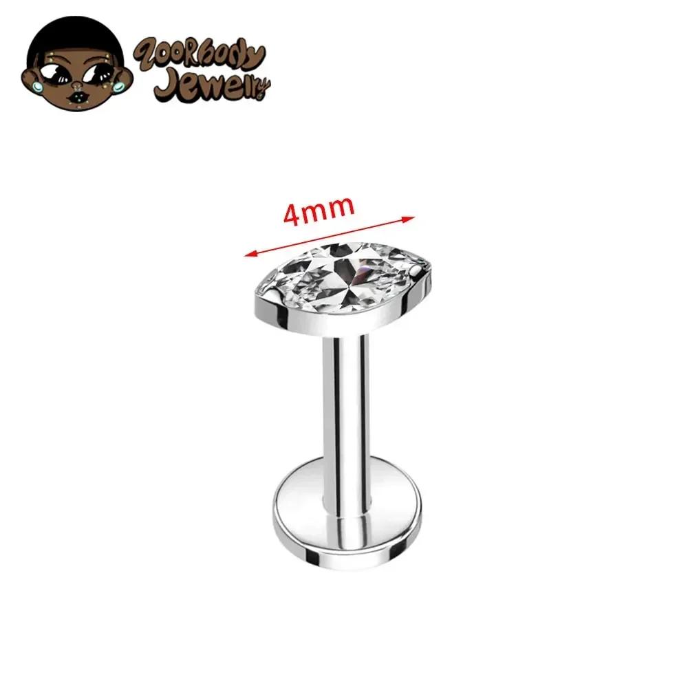 ASTM F136 Titan Labret Lippenpiercing 16G 18G Nasenring Tragus Marquise CZ Helix Knorpel Conch Ohrring Piercing Schmuck