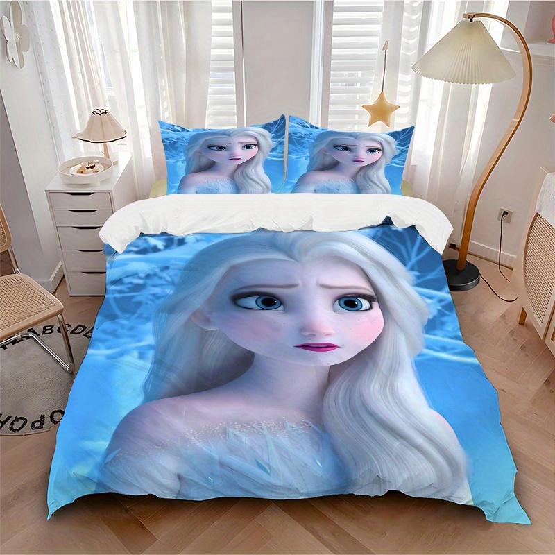 3pcs Frozen Queen Elsa Bedding Set - 1 Soft Quilt Cover + 2 Pillowcases, Machine Washable - Suitable for All Seasons, Perfect Gift for Family and