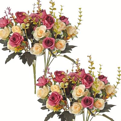 1 Pièce Rose en Soie Fleurs Artificielles Mariage Maison Décoration de Noël Bouquet de Mariée Artisanat Scrapbooking Couronnes Accessoires de Photographie
