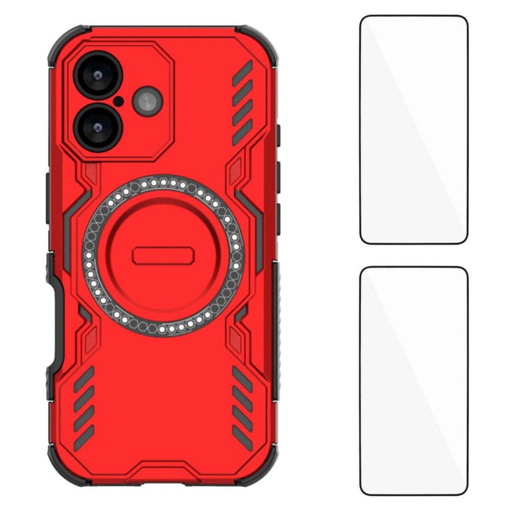 WANLONFENG DJ Series For iPhone 17 Magnetic Case PC TPU Phone Cover with 2Pcs Tempered Glass Film