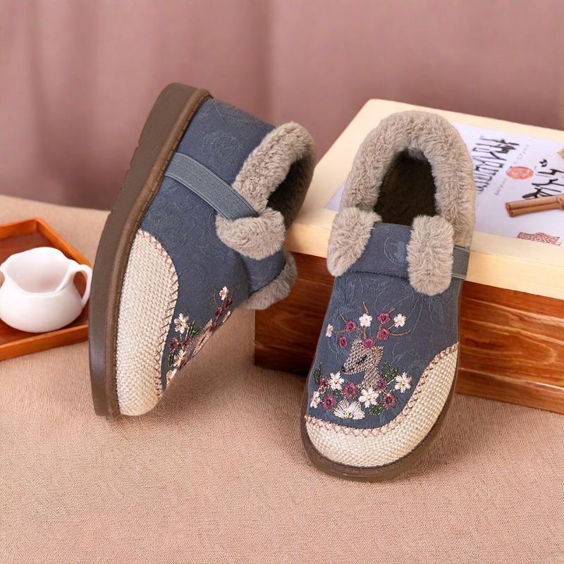 Women's Ethnic Cloth Shoes Warm Mother Shoes Cotton Shoes Piled Thickened Embroidered Shoes