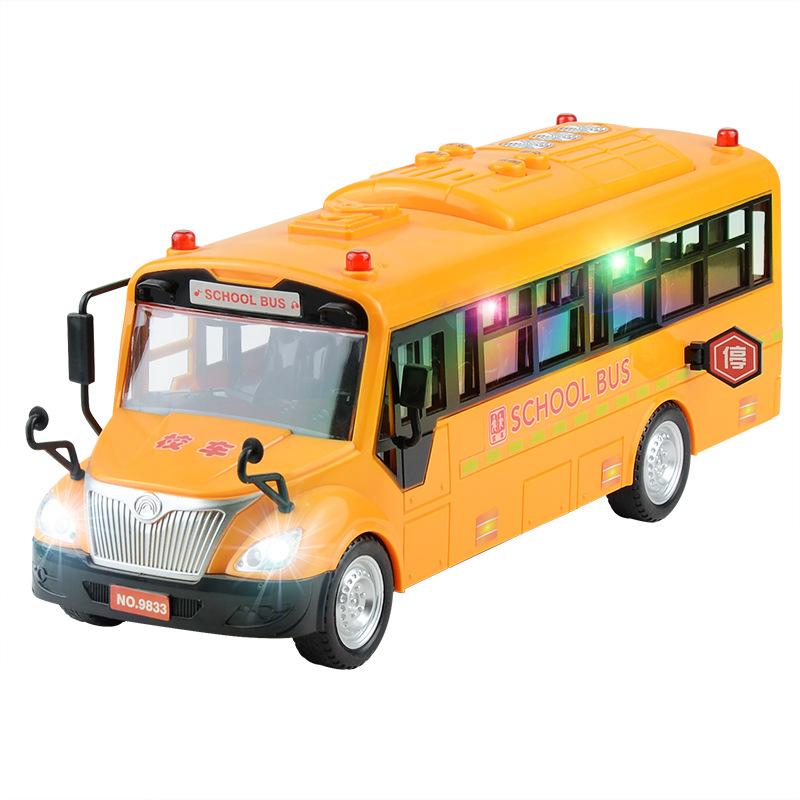 Lighting And Music Story Inertial School Bus Children'S Toy Car, Door-Opening Simulation Bus Model