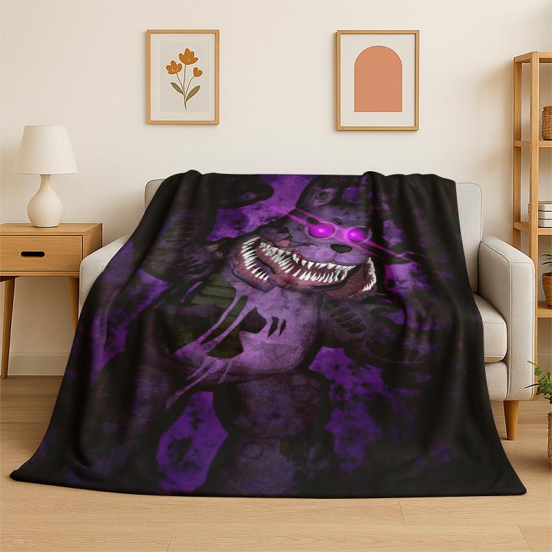 Classic F-FNAF Horror Game Freddy Flannel Blanket Soft Warm Throw Blanket for Bedroom Living Room Bed Travel Camping Picnic
