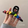 1pc Heart Hairpin Women Rainbow Love Large Hair Claw Crab Clip Elegant Heart-Shaped Ponytail Shark Clip Barrettes Hairpin Clips Hair Additions