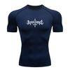 Men's Quick Dry Compression Workout T-Shirt, Gothic Inverted Cross Print Athletic Shirt for Gym Running Training Sport F