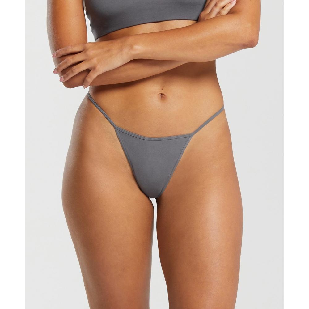 

GYMSHARK Хлопковые стринги матового серого цвета B6A7B GCHK