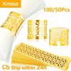 100/50Pcs Napkin Ring Hollow Pattern Gold And Silver Napkin Ring Wedding Party Table Decoration Supplies Wedding Decoration