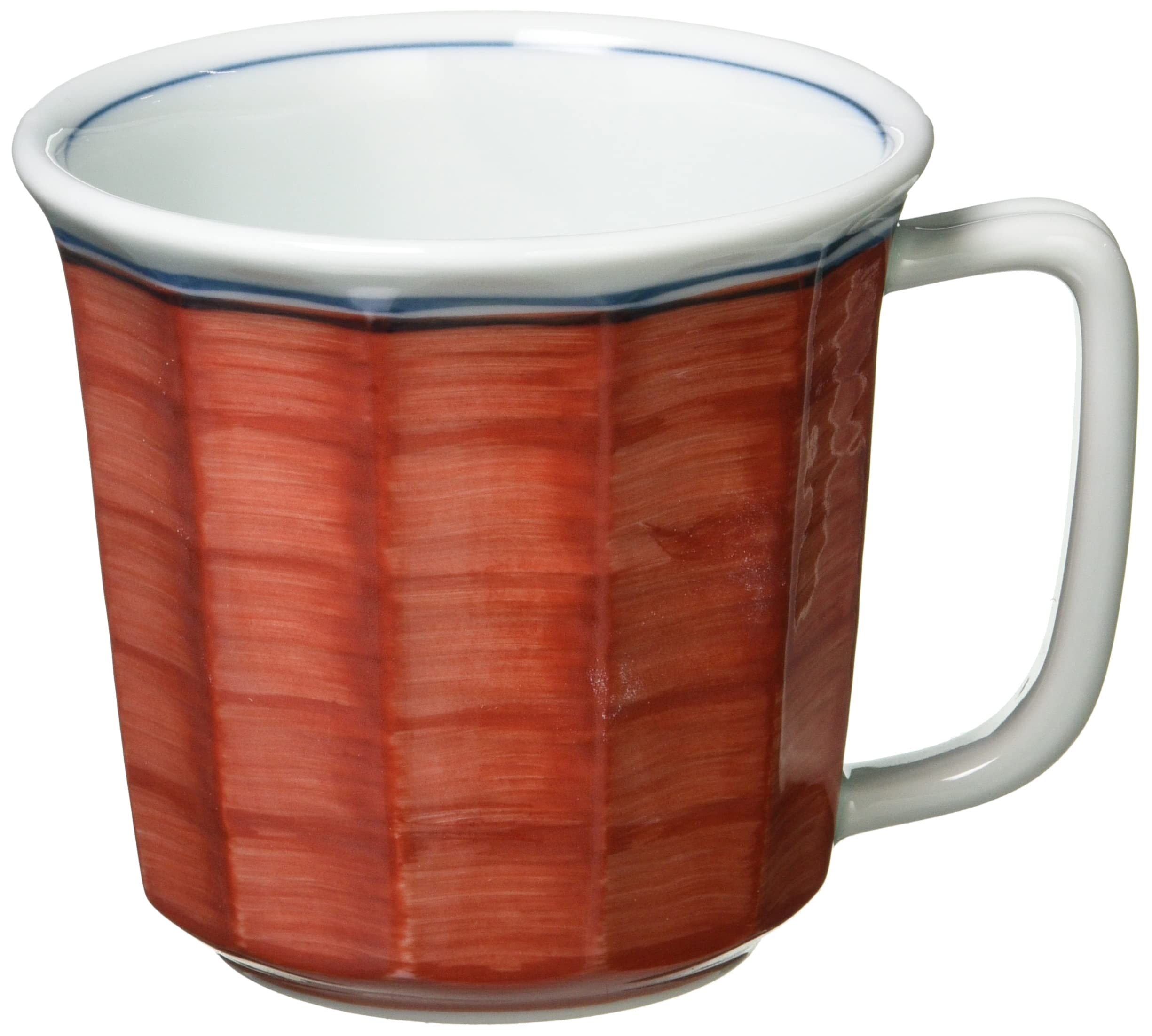 

Hasami Ware Lightweight Landscape Microwave and Dishwasher Made in 32026 Karugaru Mug, Gosu-Maki Pattern, Red, Safe, Japan,