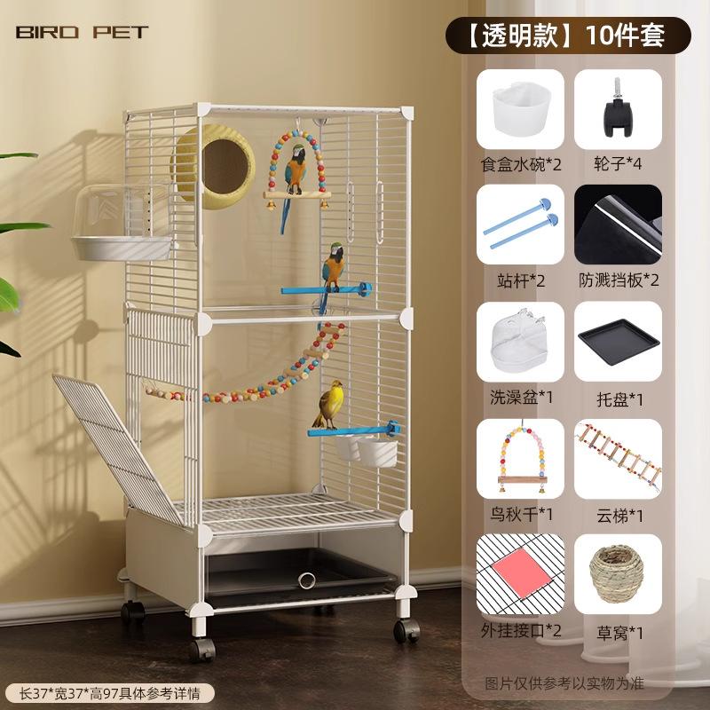 Large Bird Cage for Parrots & Budgies Luxury Cockatiel Lovebird Mansion Innovative Design Pet Aviary Parakeet Spacious Habitat