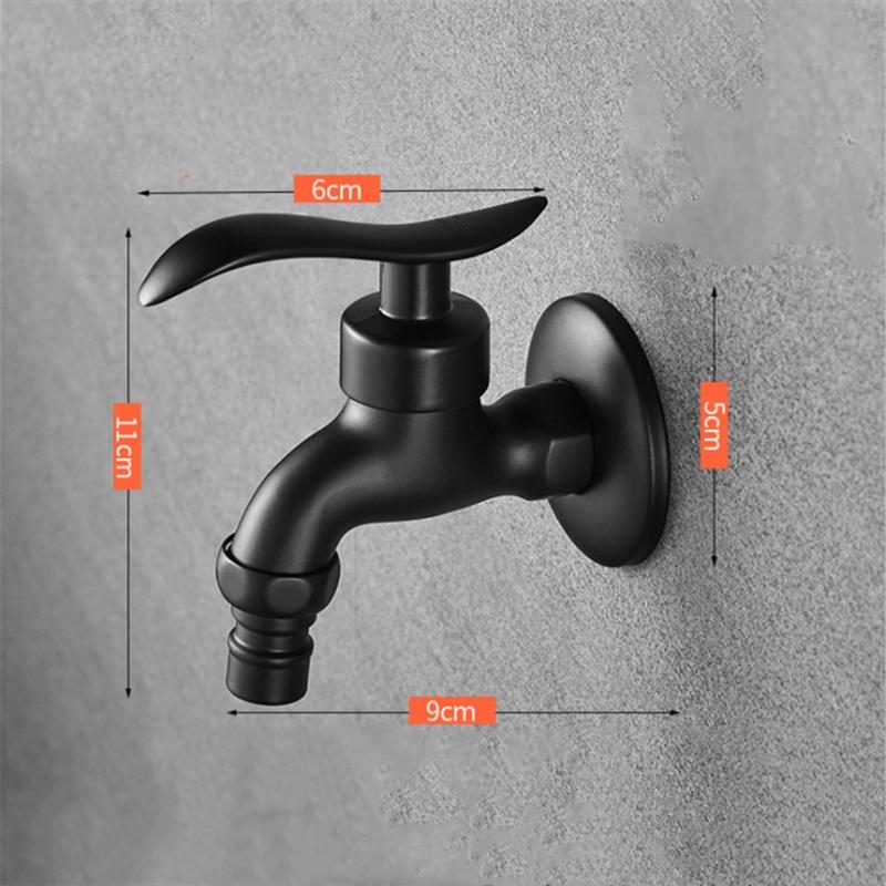 Black Brass Faucet Single Handle Washing Machine Mop Pool Faucet Wall Mounted Laundry Bathroom Water Tap 1Pc