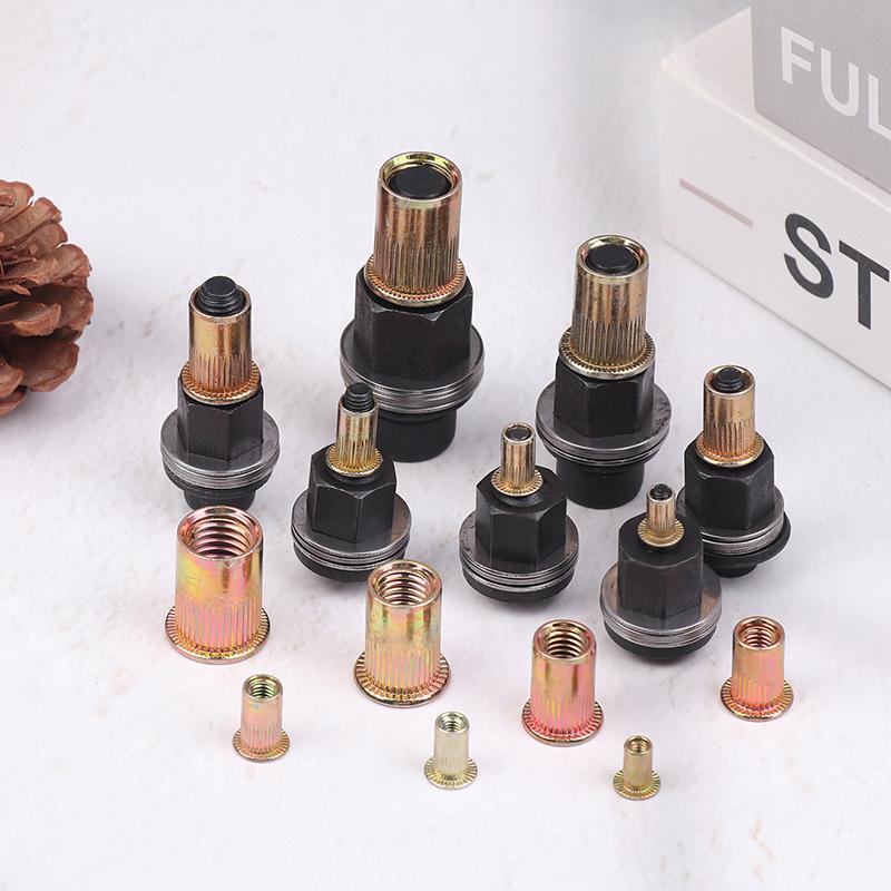 10Pcs Hand Rivet Nut Tool Set Manual Riveter Kit With M3-12 Nut Heads For Diy Repair Installation, Easy Use Accessory