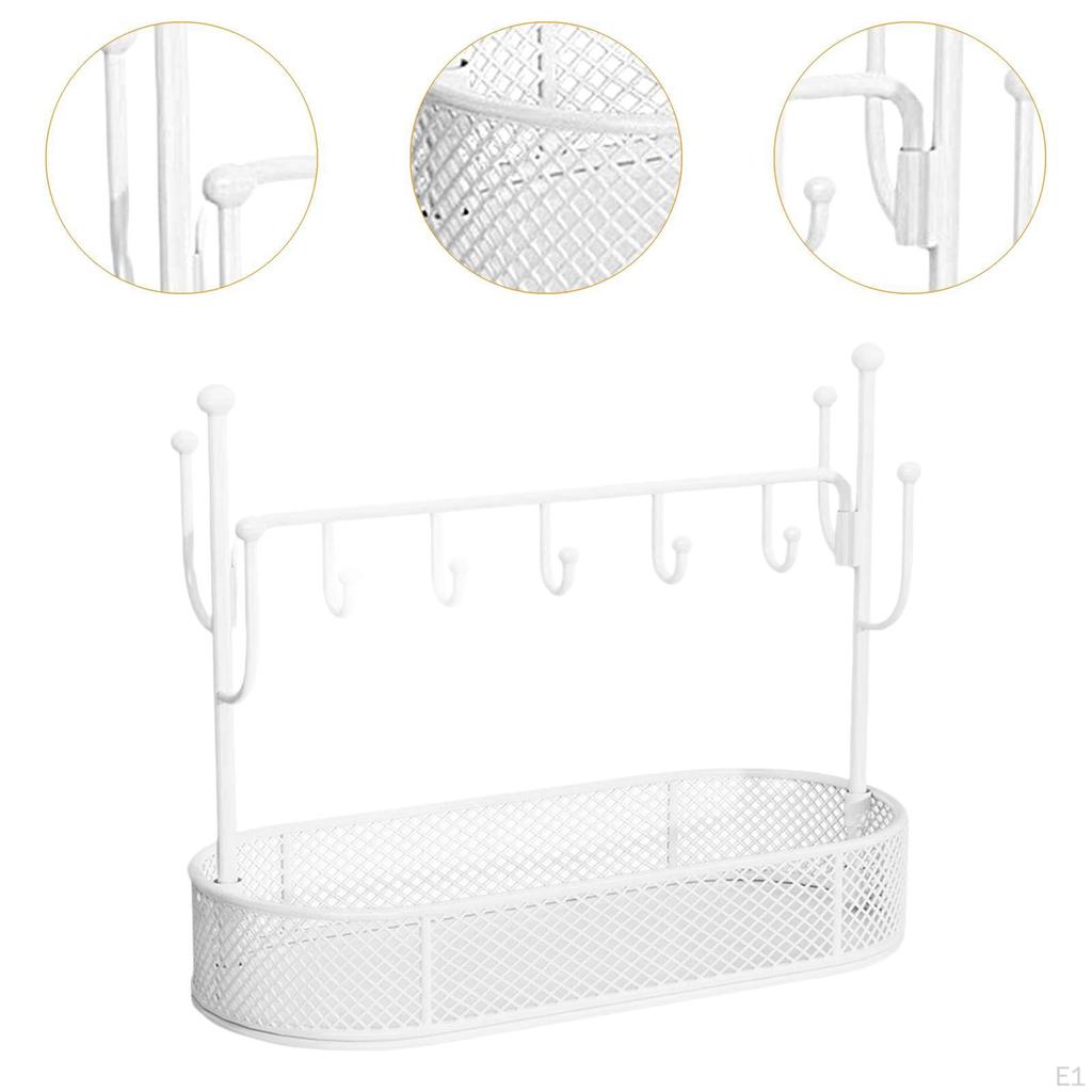 Hanging Jewelry Display Stand with Storage Tray for Keychains and Earrings