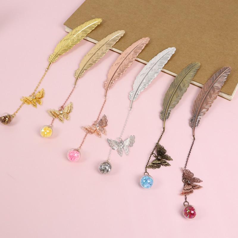 Chinese Style Butterfly Feather Metal Bookmark - Creative Student Gift