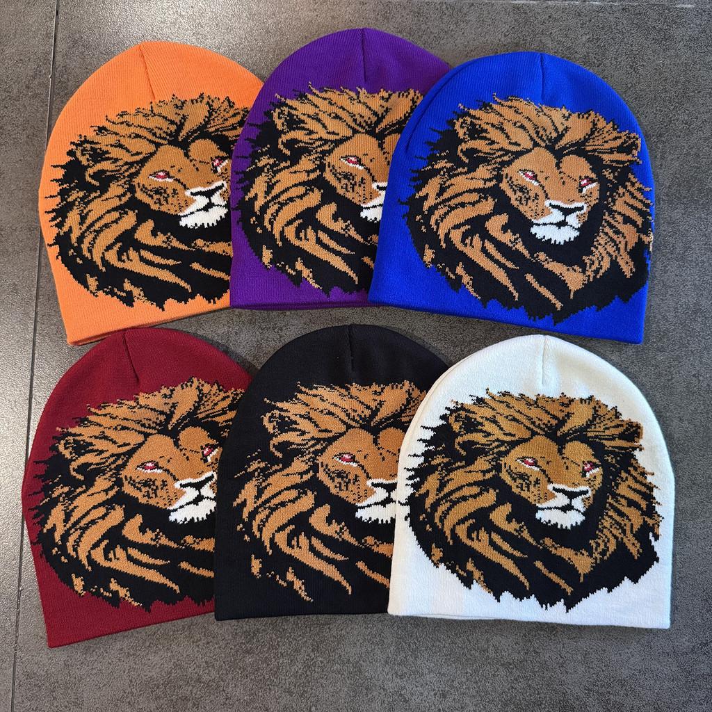 Lion Character Print Beanie With Plush Detailing For Kids And Teens Winter Fashion