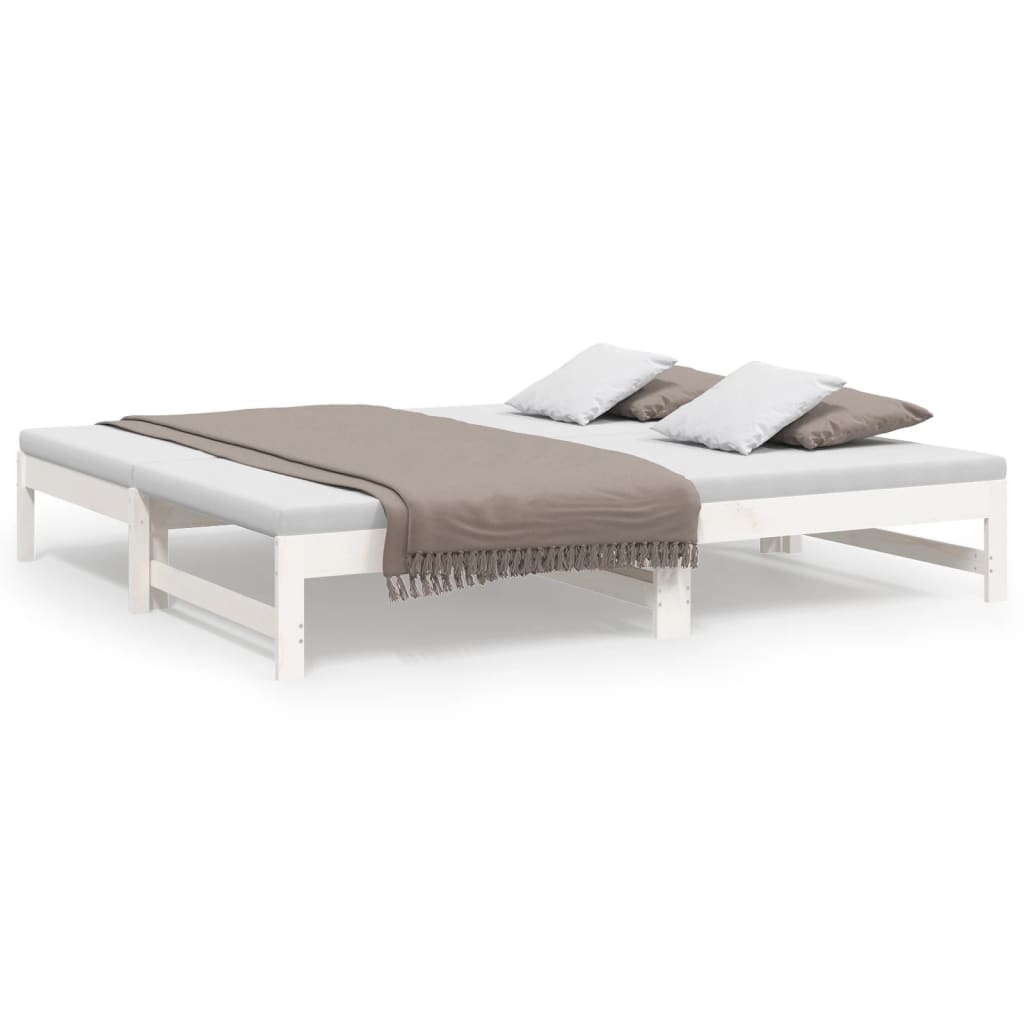 Vidaxl Extendable Bed, White, 2X(75X190) Cm, Light Pine Wood