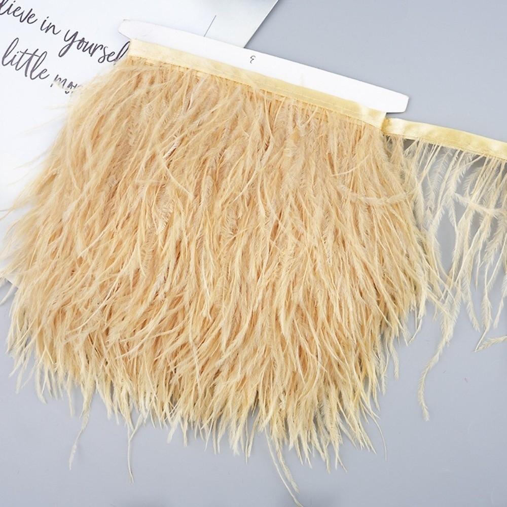 Feather1 Meter Ribbon Tassel Natural Ostrich Feathers 8-10cm Wide Sewing Decoration Feather Plumes Ribbon Selvage Apparel Fabric