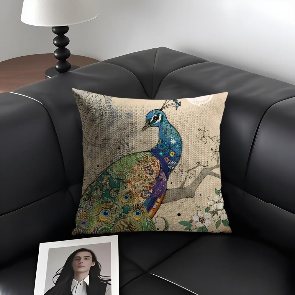 Aquarell-Kunstmuster Kissenbezug Natürliches Leinen Bio-Stoff Beidseitiger Druck Sofa Heimdekoration Geschenk Kissenhülle