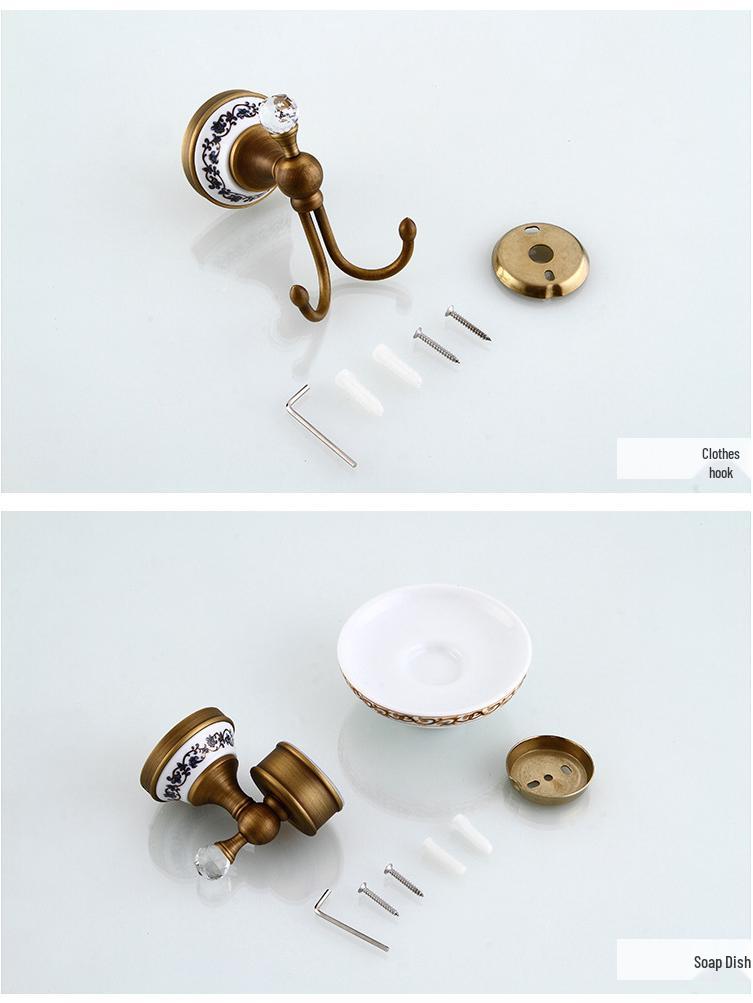 Antique Brass Bathroom Towel Rack & Accessories Set