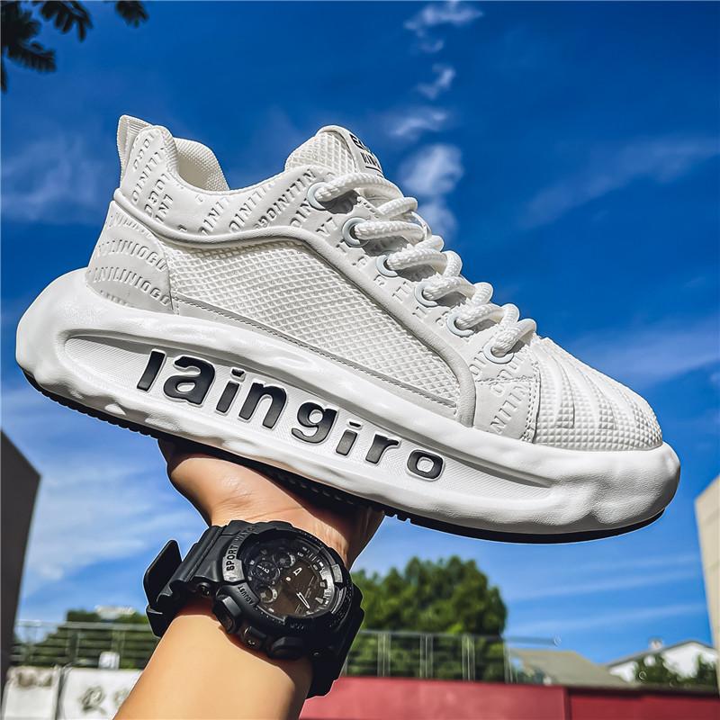 

2024 Platform New Male Chunky Sneakers Solid Color Comfortable Running Shoes Sapato Sports Shoes Men s Fashion Class Style Men s 39 білий