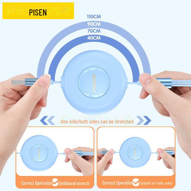 PISEN Three-in-One Flexible Data Cable for Apple & Huawei