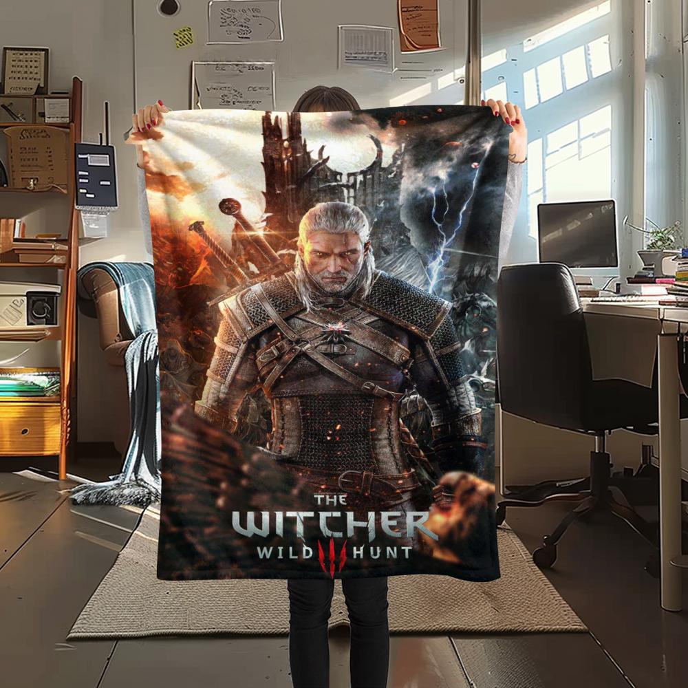 

1Pc Witcher Print Flannel Blanket, High quality Comfortable for All Seasons, Home Decor, Warmth and Comfort, Perfect for Gifts 80cm x 120cm