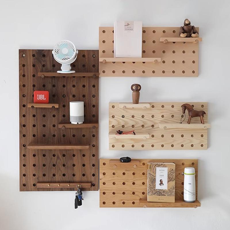 Wall Storage Hole Board Large Log Decoration Shelf Modern Living Room Storage Hole Board Creative Door Entrance Shelf Art Design