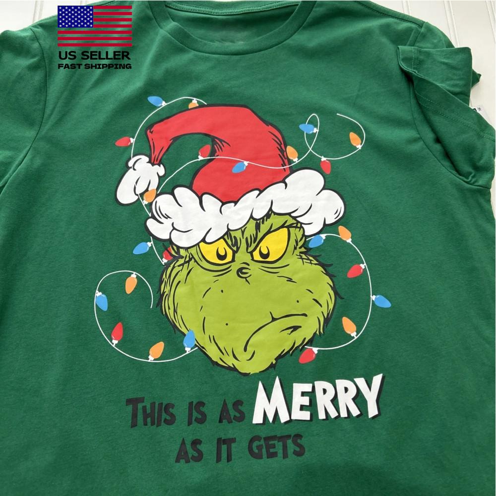 Мужская Рождественская Зеленая Футболка Гринча  Merry as it Gets  Праздничная Новая Унисекс Футболка XL