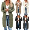 Women Sweater Cardigan V-neck Long Sleeve Twist Texture Knitting Tops with Pockets Solid Color Button-Up Knitting Jacket