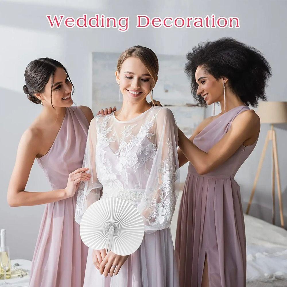 Round Folding Fan Heart Shaped Accordion Paper Fans Hand Crafts Blank Fan  For Birthday Wedding
