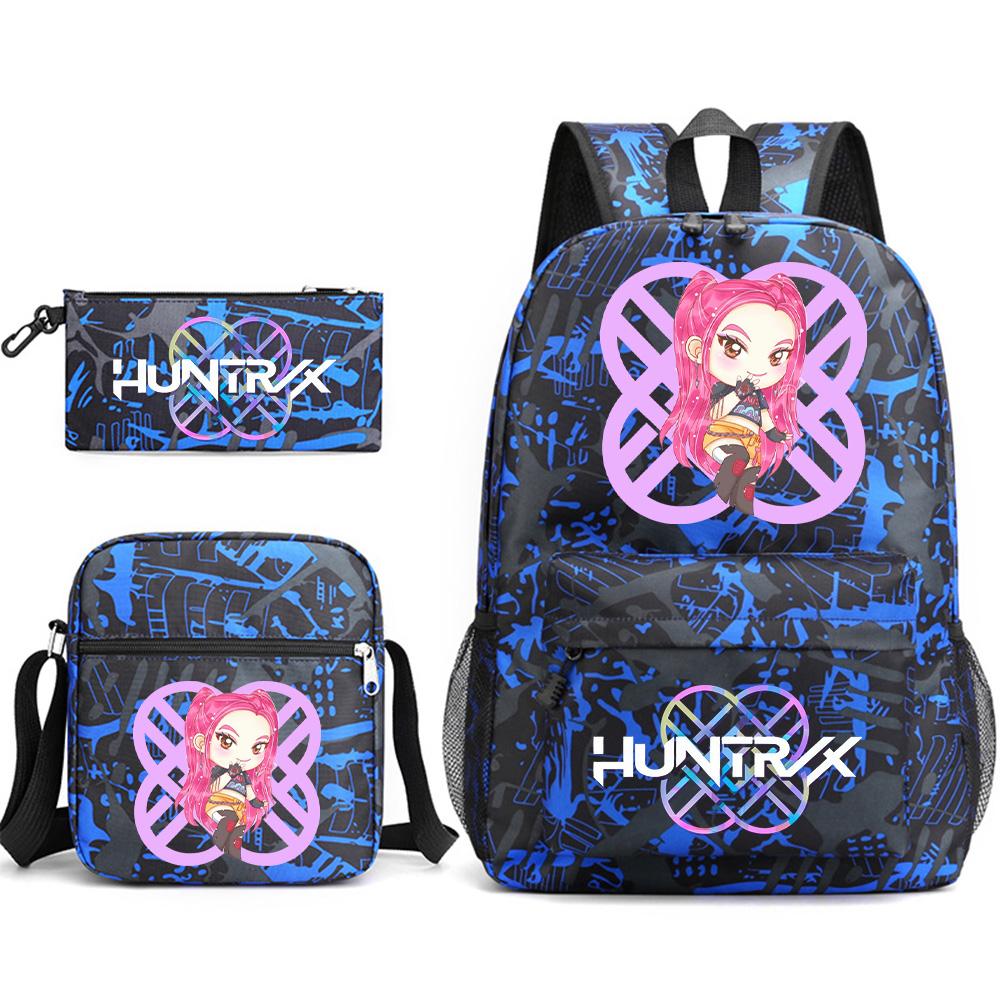 3Pcs/set Backpack with Shoulder Bag Pencil Case for Teenager Student Boy Girl School Bag Anime Printed Large Capacity Waterproof Bookbag Kid Gift