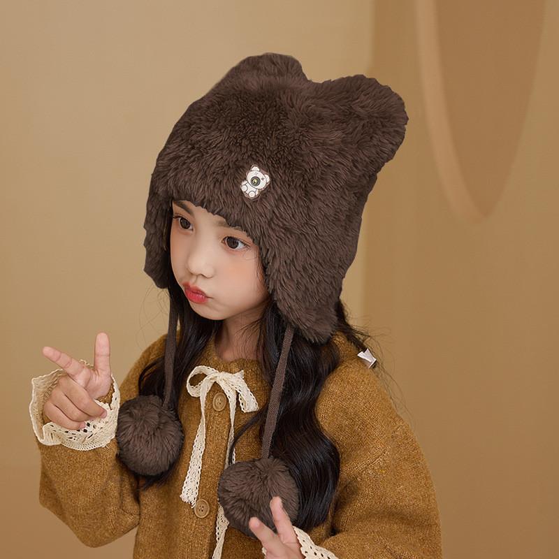 

Baby Winter Knit Cap With Animal Theme And Antiwind Function For Cold Season коричневий