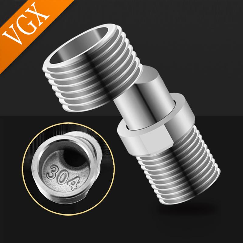 VGX Shower Extension Corner Telescopic Curved Feet 360 Degree Adjustable Shower Faucet Angled Adapter Bathroom Eccentric Screw