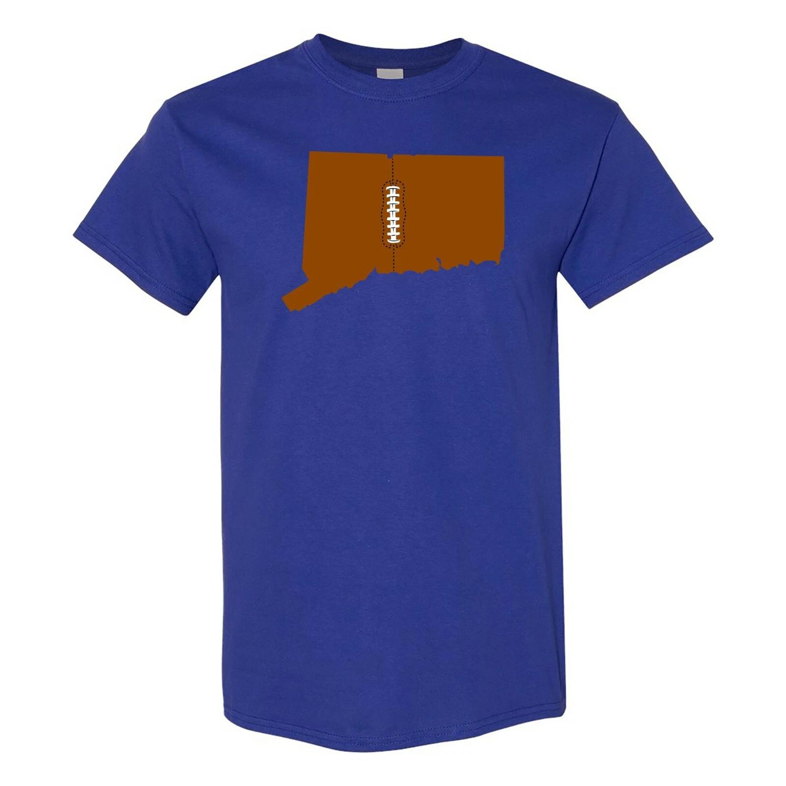 Connecticut Football State Shape - Hometown Pride T Shirt - Cobalt L