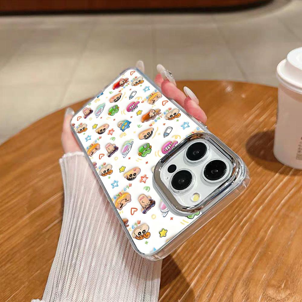 Cute C-Crayon S-Shinchan Clear Phone Case For Iphone 17 16 15 14 13 12 11 Pro Max Xr Air Plus Silicone Cover Silver Hard Shell