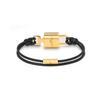 Louis Vuitton Padlock Shaped Leather Crystal Metal Bracelet Women bracelet Black M8217E