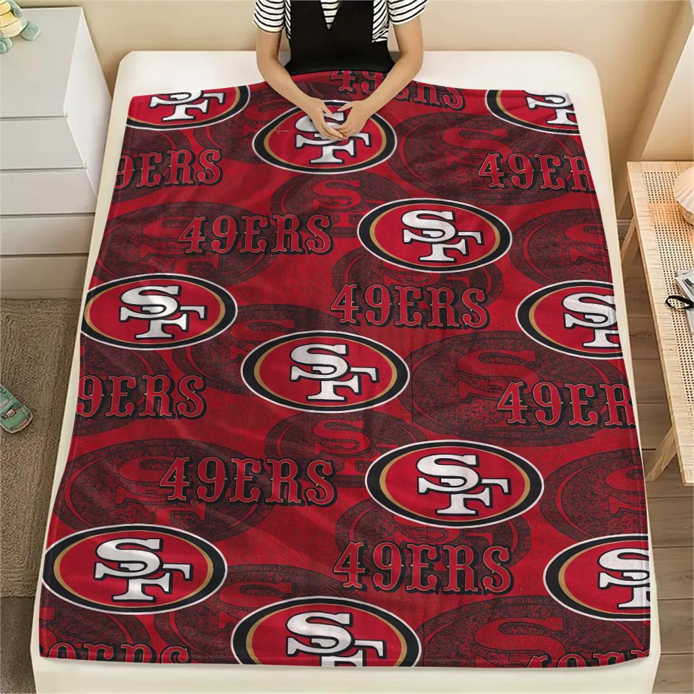 1Pc San Francisco 49ers Print Flannel Blanket, High quality Comfortable for All Seasons, Home Decor, Warmth and Comfort, Perfect for Gifts
