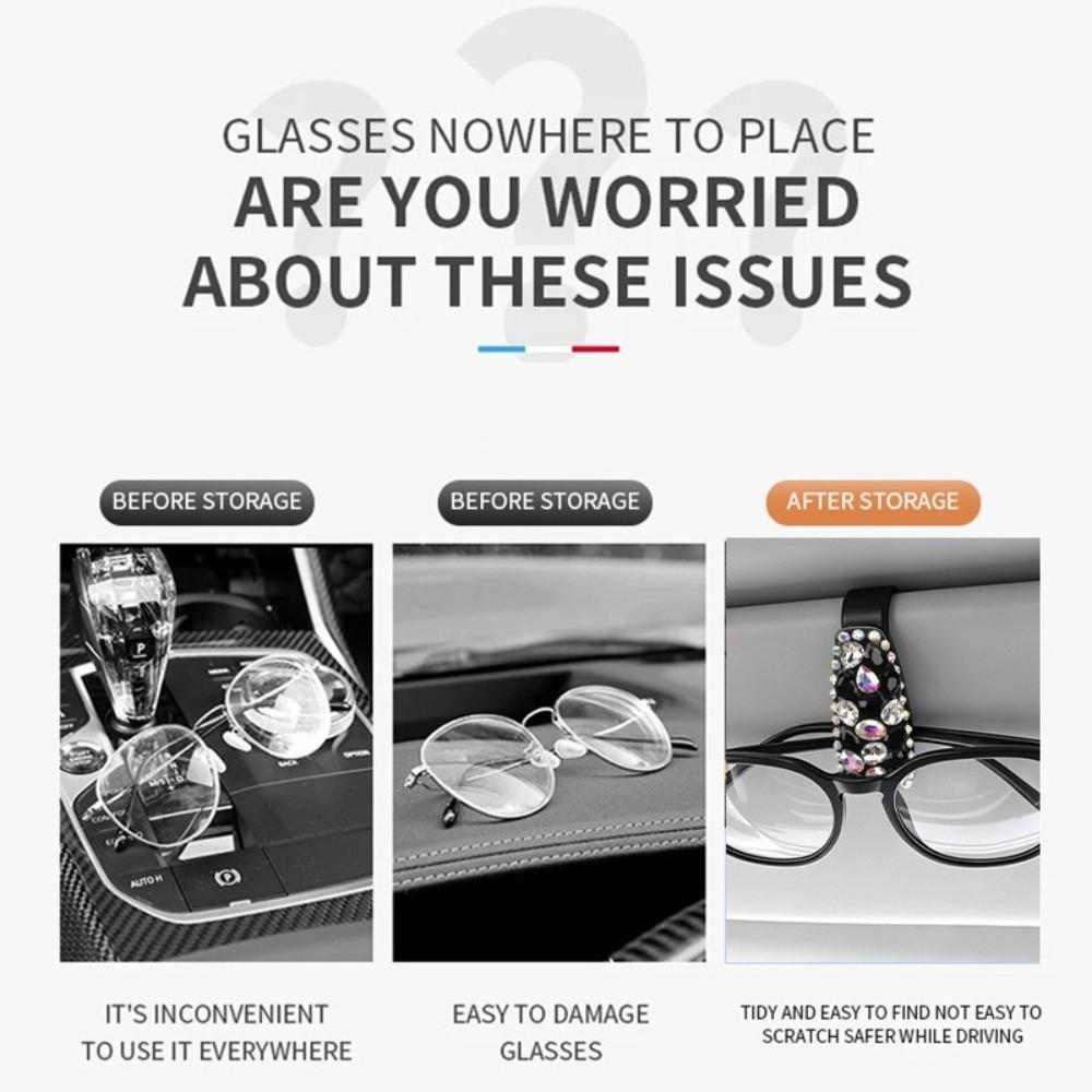 Multifunctional Sunglasses Clip Rhinestone Car Sun Visor Accessories Driving Accessories