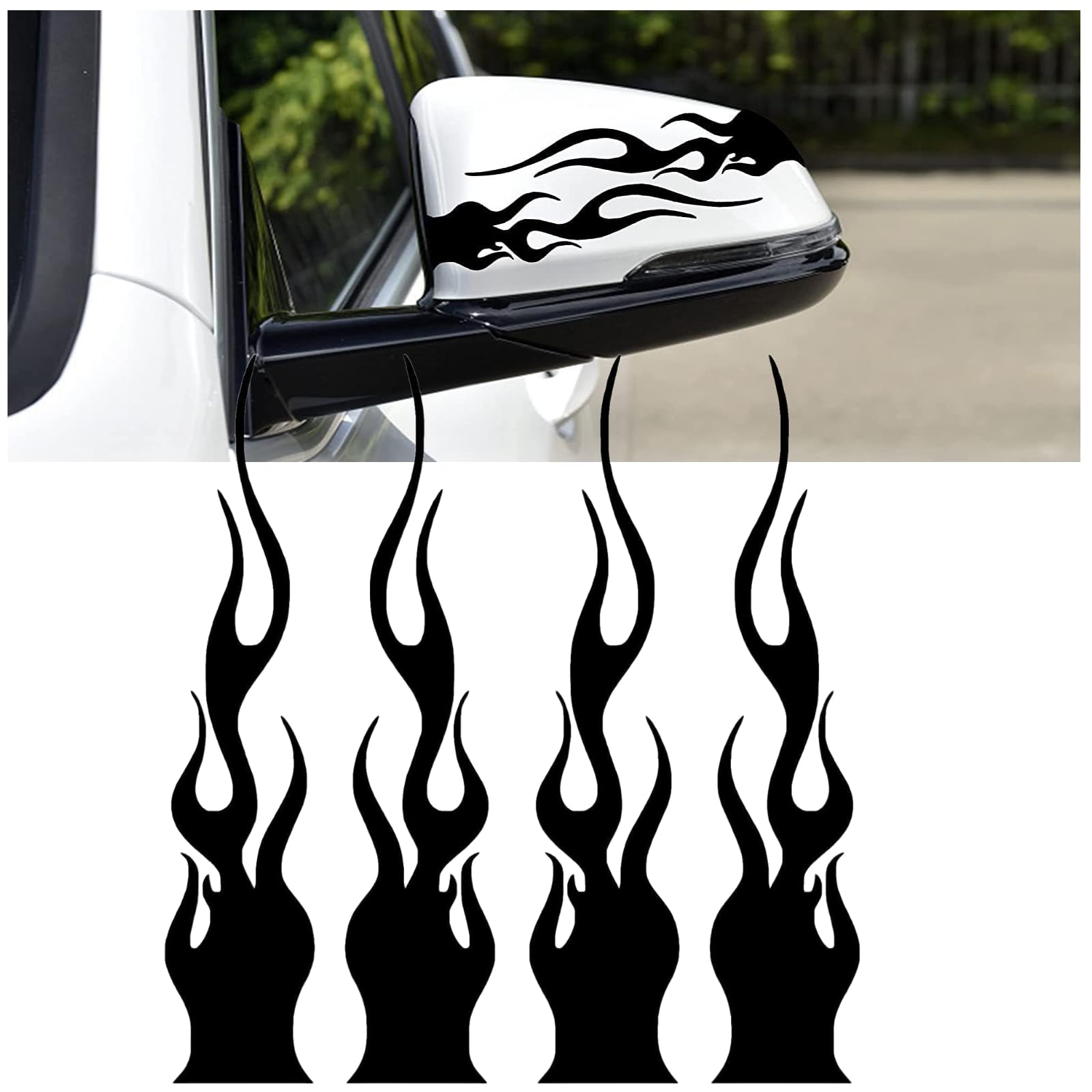 

Flames Stickers, 5.9 inches (15 cm), Waterproof, Durable, Aurora Color for Car, Bike, Helmet, Bicycle, Safety Custom Decal Sticker (Black) чёрный