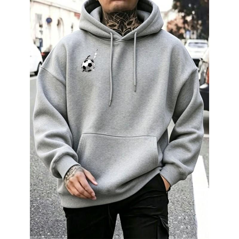 Unisex Loose Fit Hooded Sweatshirt Football Print Casual Streetwear